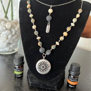Essential Oil/ Perfume Beaded Pendant Locket Necklace Aromatherapy
